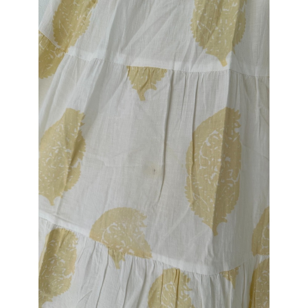 Guadalupe womens Dress XS high neck button Cotton Pattern White drawcord light - Picture 9 of 15